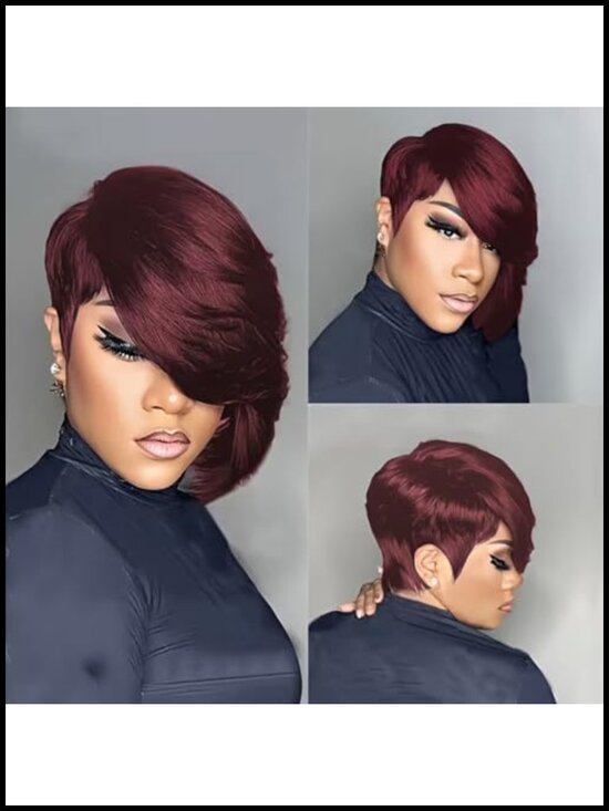 Short Layered Pixie Cut Human Hair Wig with Bangs Glueless Chic Thick Full Wear main image 4